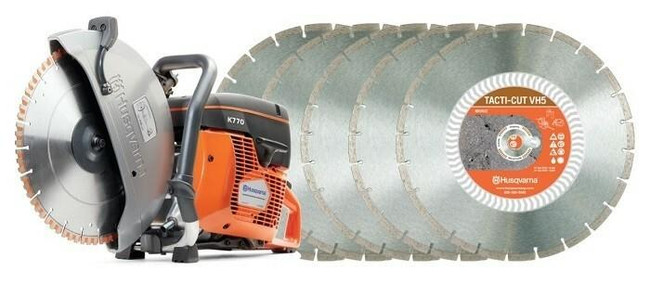 Husqvarna K 770 14 Saw with 3,5,10 14 Diamond Blade Package